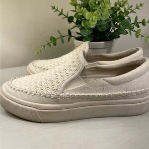 Dolce Vita Off-White Woven Slip-On Sneakers